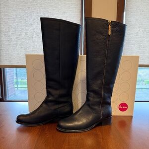 Boden Navy Blue Leather Knee High Boots - W Size 37 (EU Size)